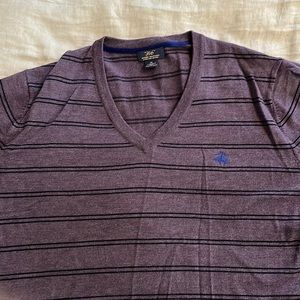 Striped merino wool v neck sweater by Brooks brothers